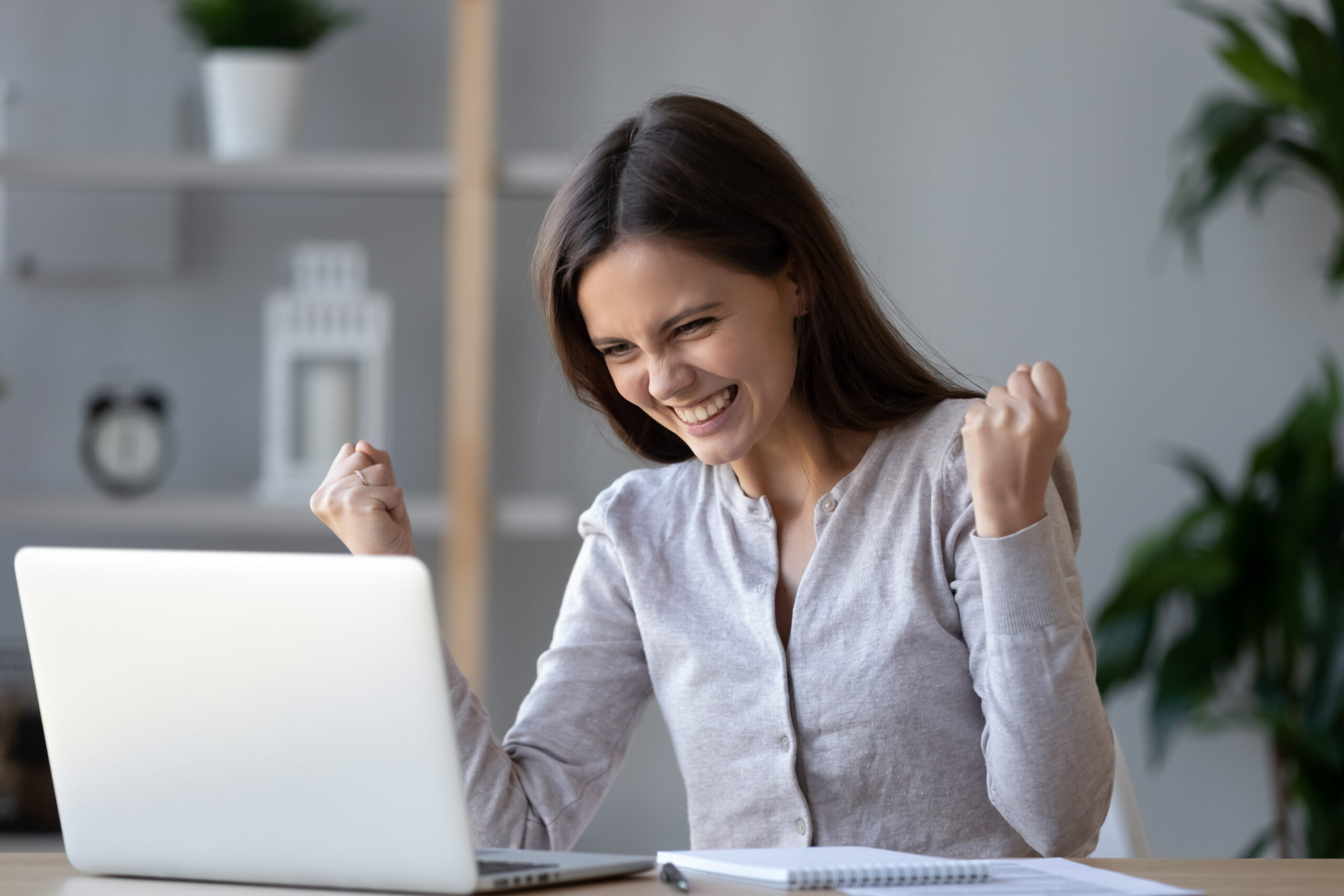 happy woman after getting hired